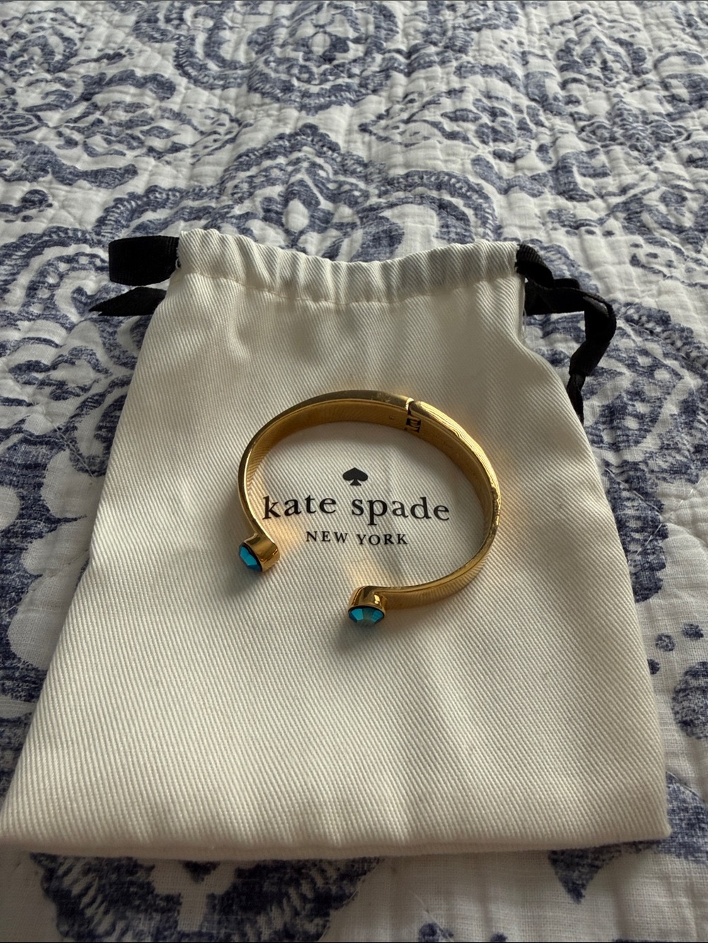 kate spade Gold Cuff Bracelet with Turquoise End Stones